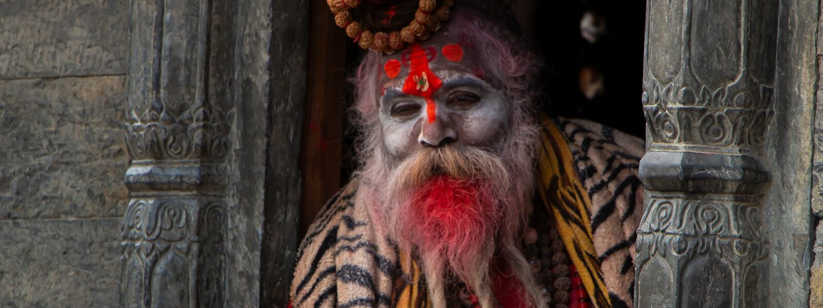 a man with a long beard wearing a costume